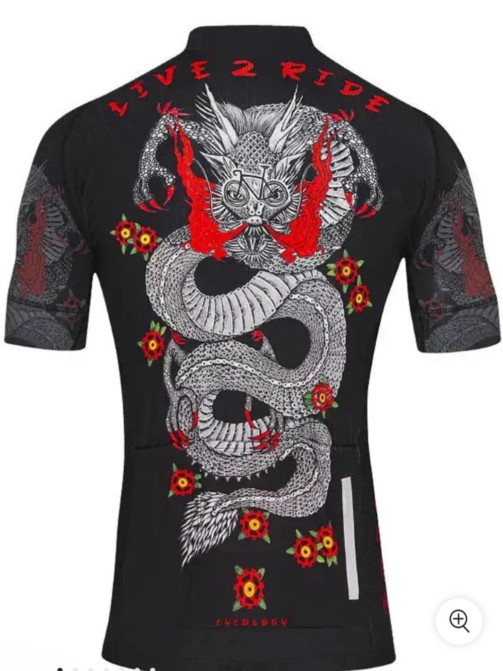 Live 2 Ride Black Cycling Jersey with Dragon Graphic New w/tag